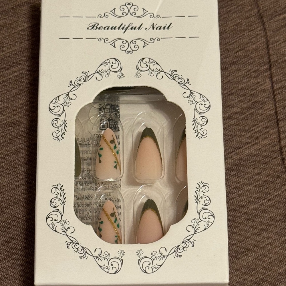 Brown and Floral Press On Nails